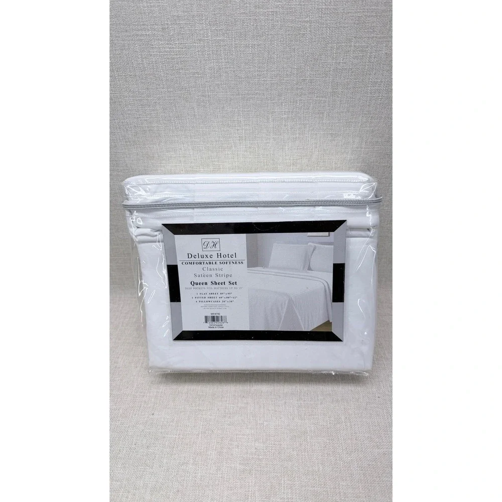 UltraBlock Queen Mattress Encasement & Deluxe Hotel‎ 6pc Sheet Set White New